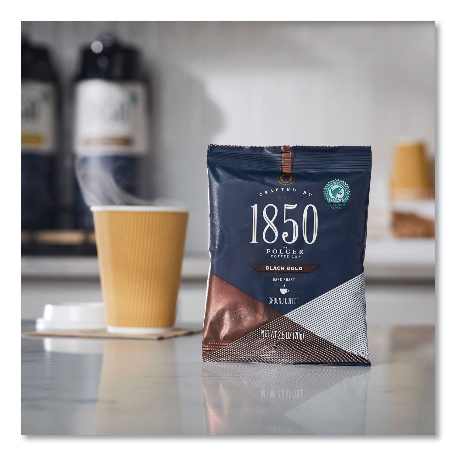 1850 Coffee Fraction Packs, Black Gold, Dark Roast, 2.5 oz Pack, 24 Packs/Carton (21512)