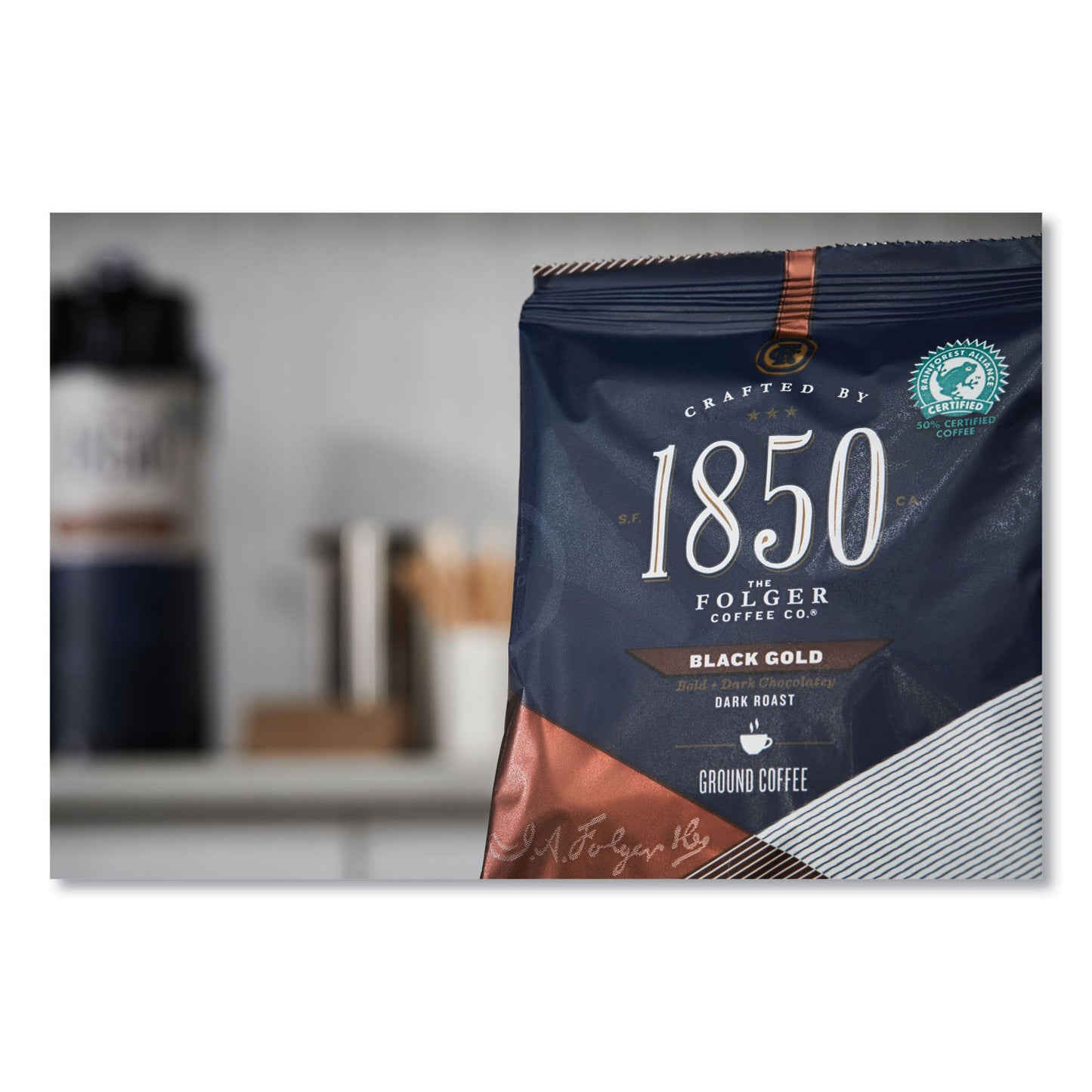 1850 Coffee Fraction Packs, Black Gold, Dark Roast, 2.5 oz Pack, 24 Packs/Carton (21512)