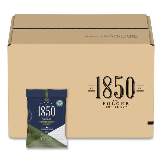 1850 Coffee Fraction Packs, Pioneer Blend Decaf, Medium Roast, 2.5 oz Pack, 24 Packs/Carton (21513)