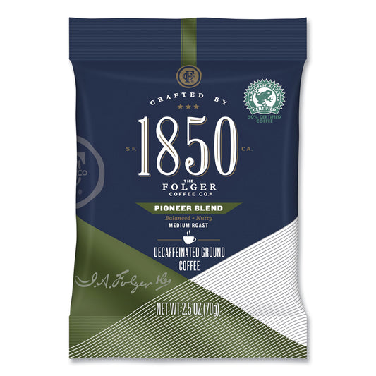 1850 Coffee Fraction Packs, Pioneer Blend Decaf, Medium Roast, 2.5 oz Pack, 24 Packs/Carton (21513)