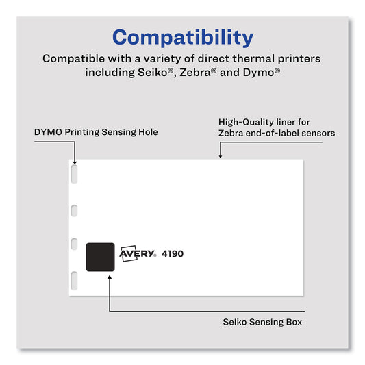 Avery Multipurpose Thermal Labels, 4 x 2.94, 300/Roll, 1 Roll/Box (4190)