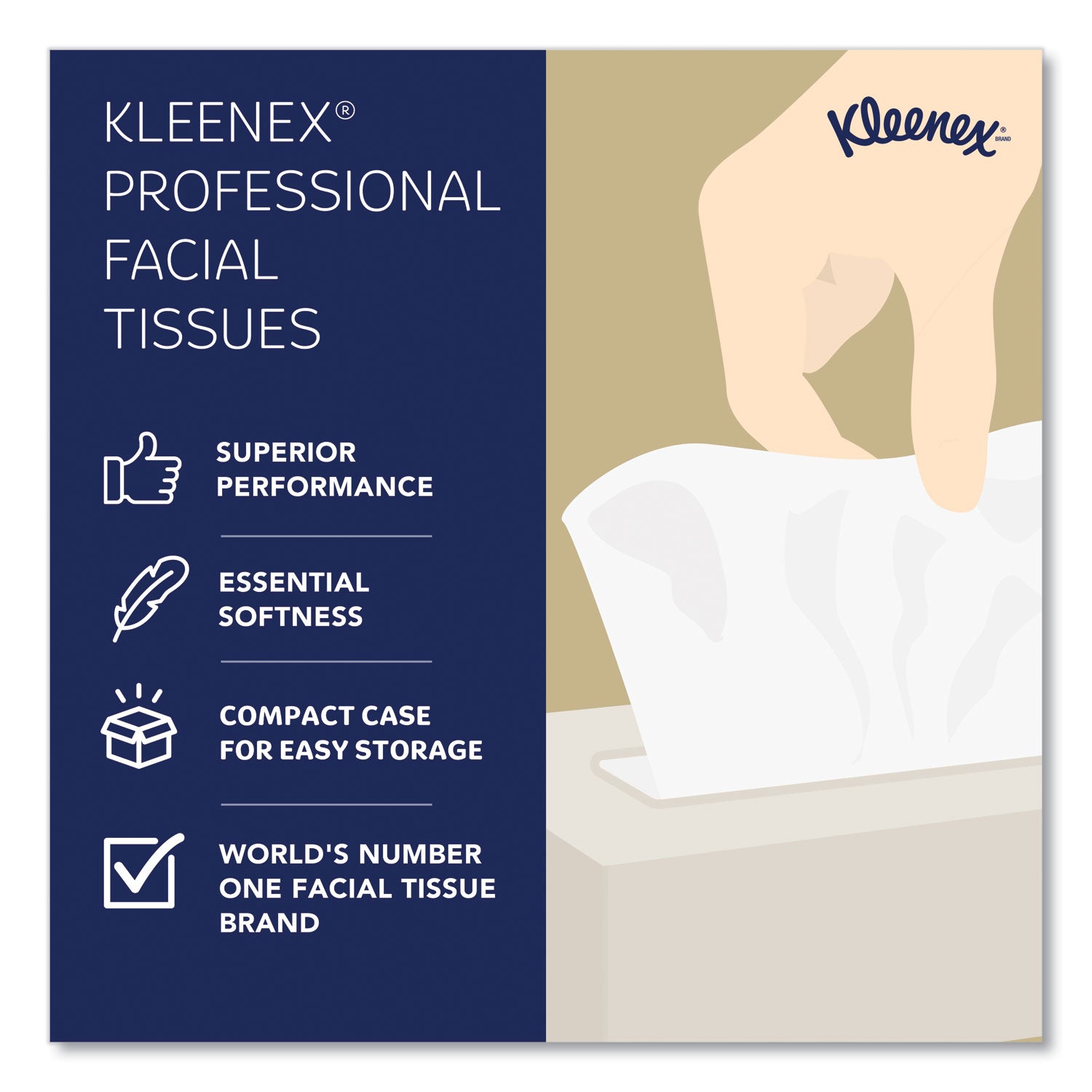 Kleenex White Facial Tissue for Business, 2-Ply, 125 Sheets/Box, 12 Boxes/Carton (03076)