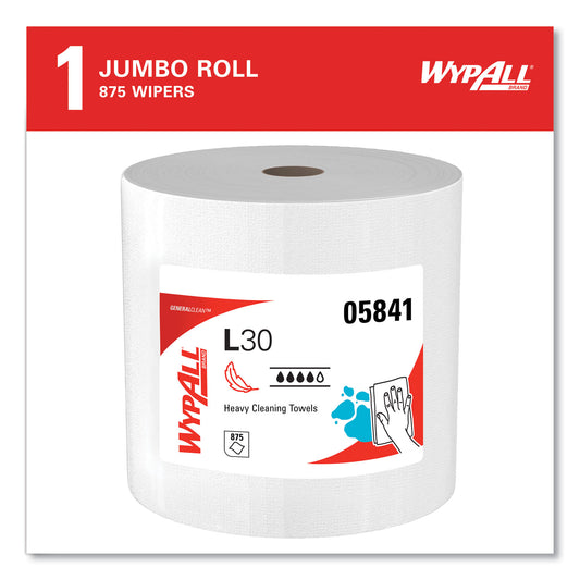 WypAll L30 Towels, 12.4 x 12.2, White, 875/Roll (05841)