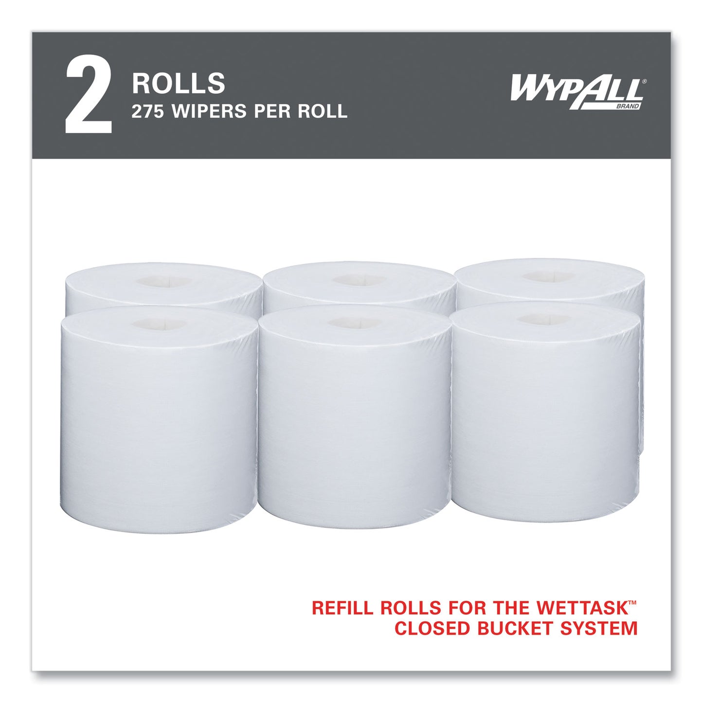 WypAll Power Clean Wipers for Solvents WetTask Customizable Wet Wiping System, Wipers Only, 9 x 15, White, 275/Roll, 2 Rolls/Carton (06006)