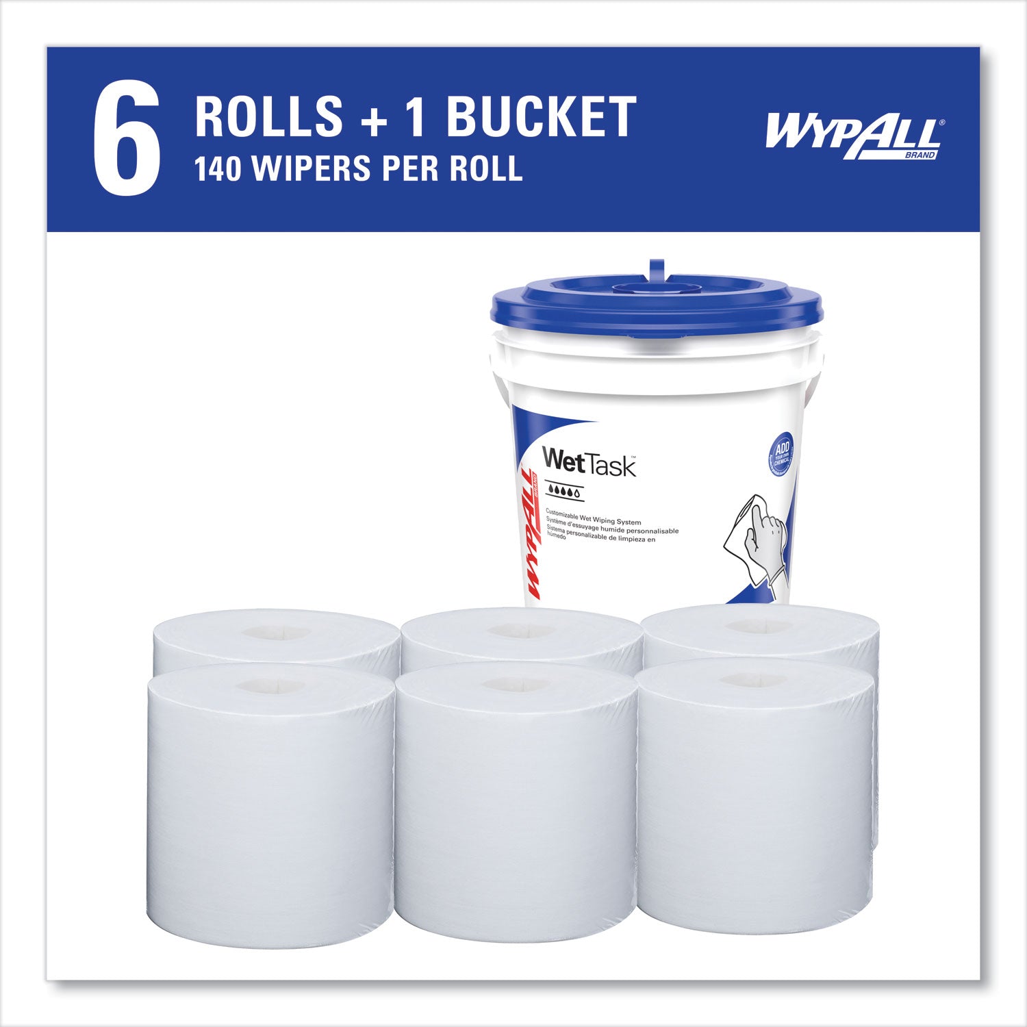 WypAll Critical Clean WetTask Wipers and Bucket for Bleach, Disinfectants, and Sanitizers (06411)