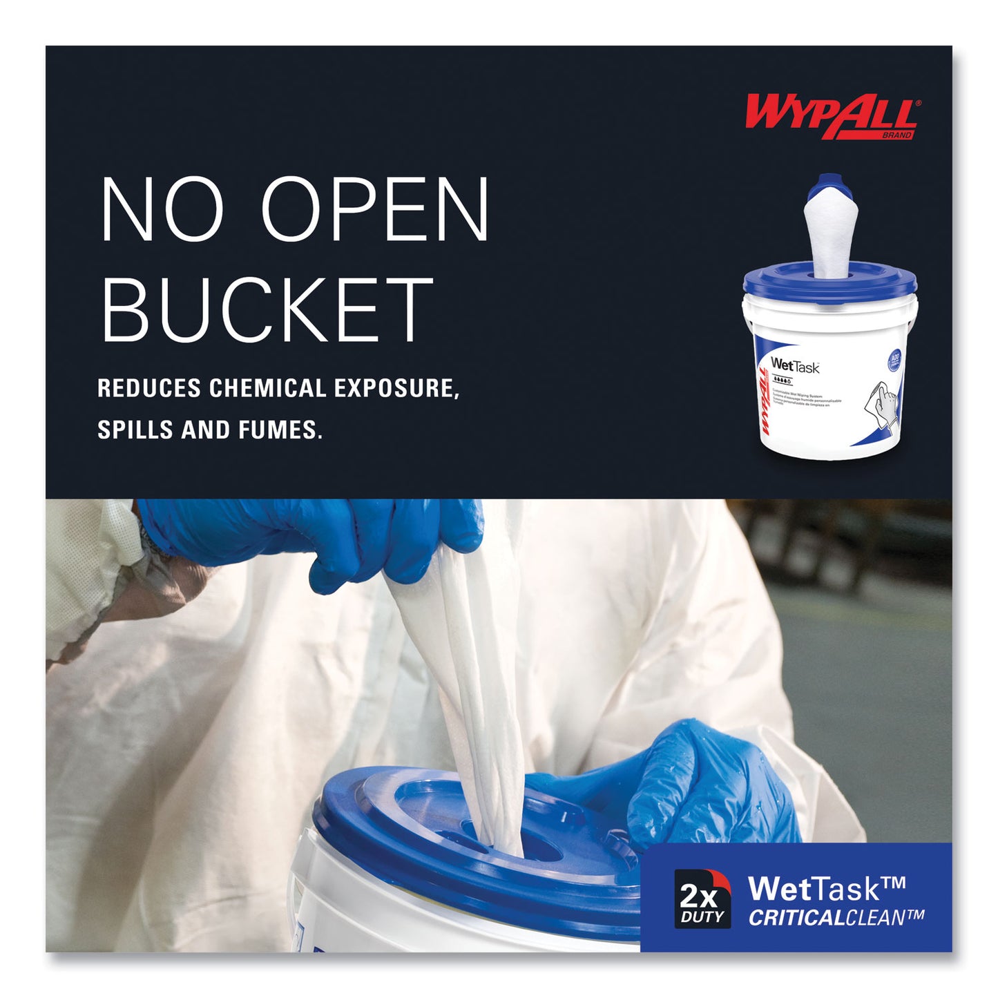 WypAll Critical Clean WetTask Wipers and Bucket for Bleach, Disinfectants, and Sanitizers (06411)