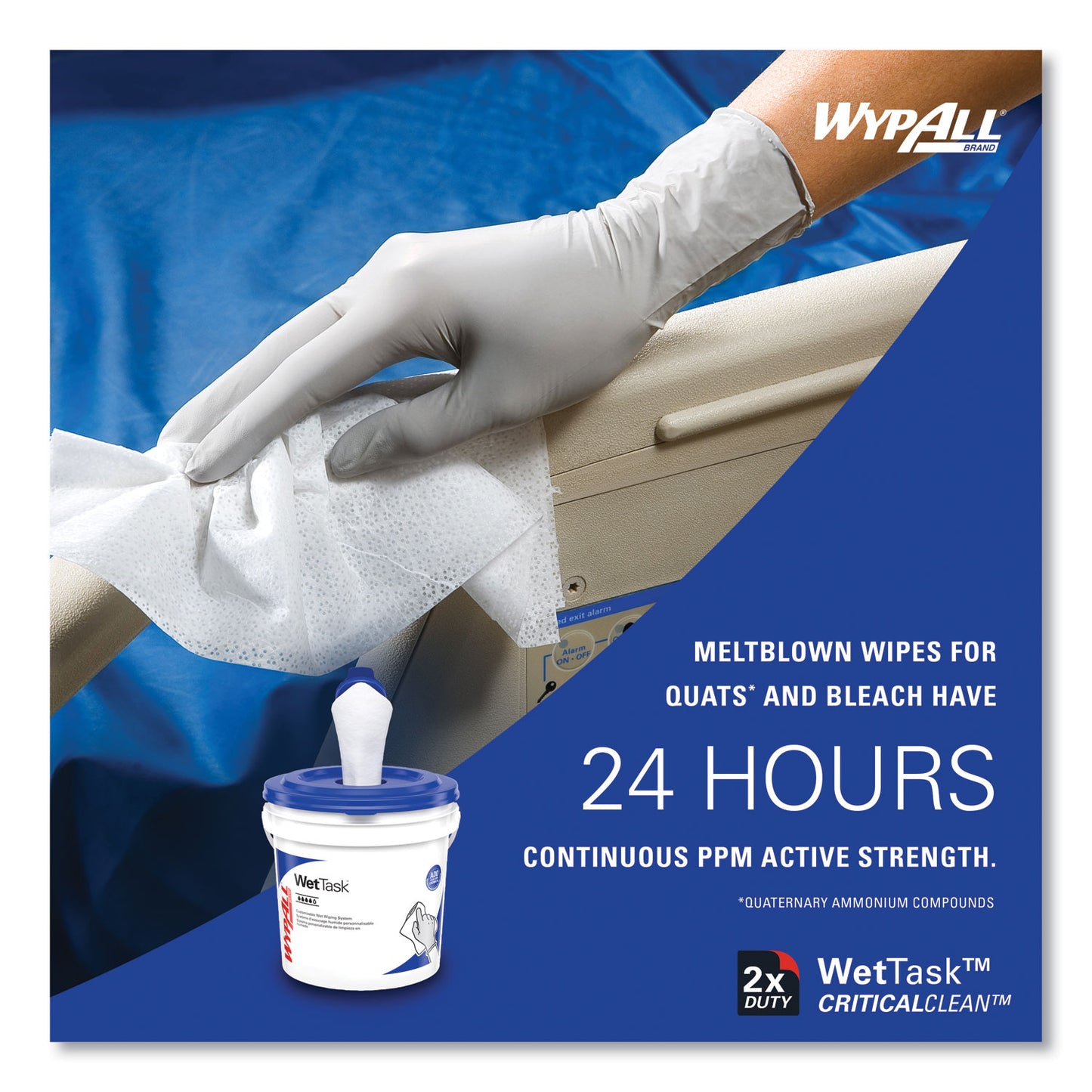 WypAll Critical Clean WetTask Wipers and Bucket for Bleach, Disinfectants, and Sanitizers (06411)