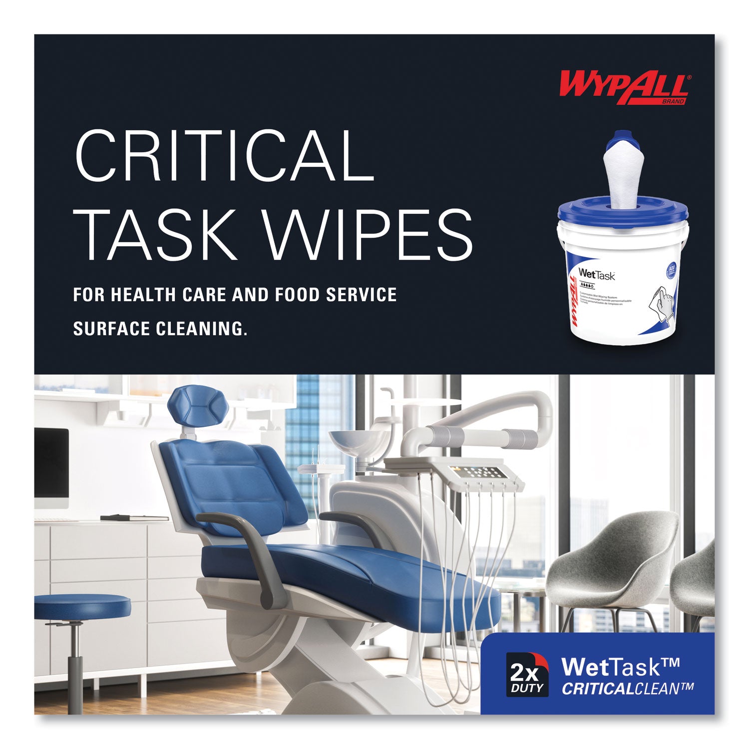 WypAll Critical Clean WetTask Wipers and Bucket for Bleach, Disinfectants, and Sanitizers (06411)