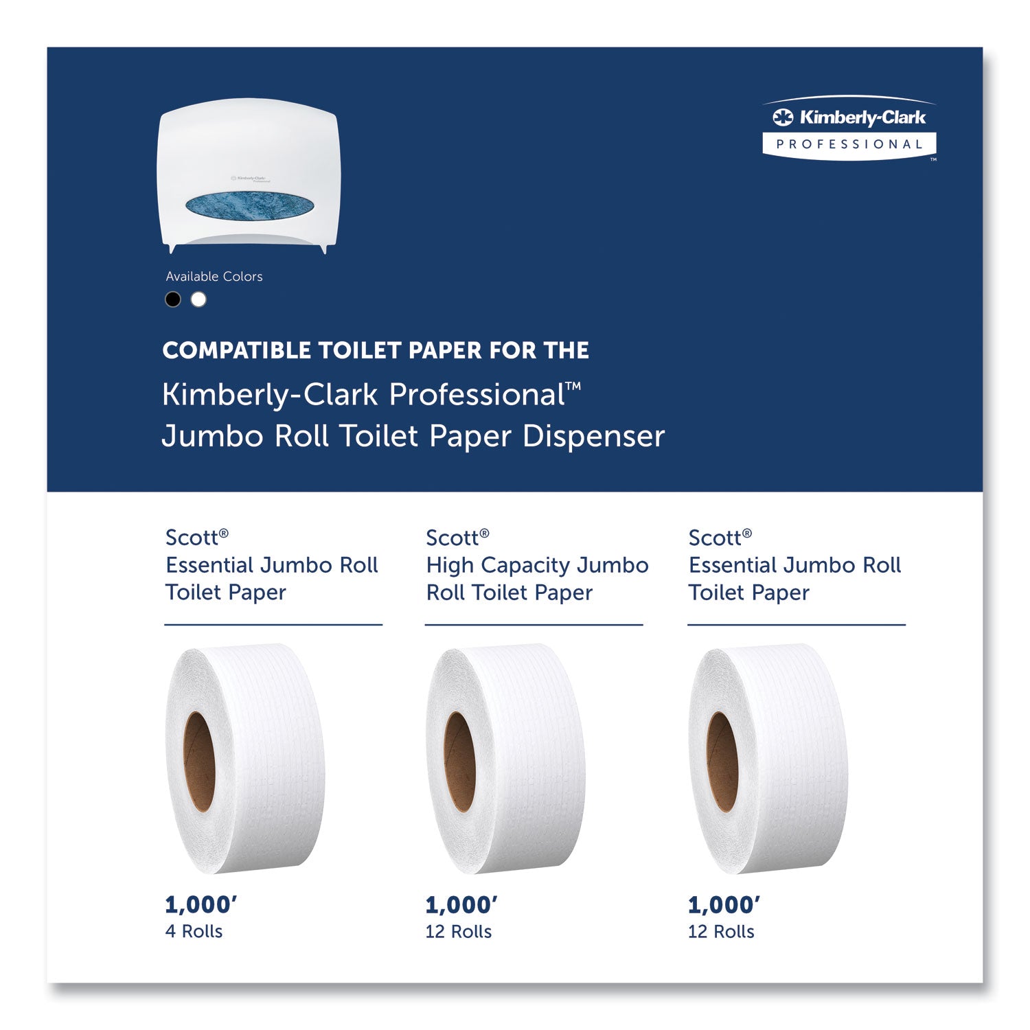 Kimberly-Clark JRT Jr. Escort Jumbo Roll Bath Tissue Dispenser, 16 x 5.75 x 13.88, Pearl White (09508)