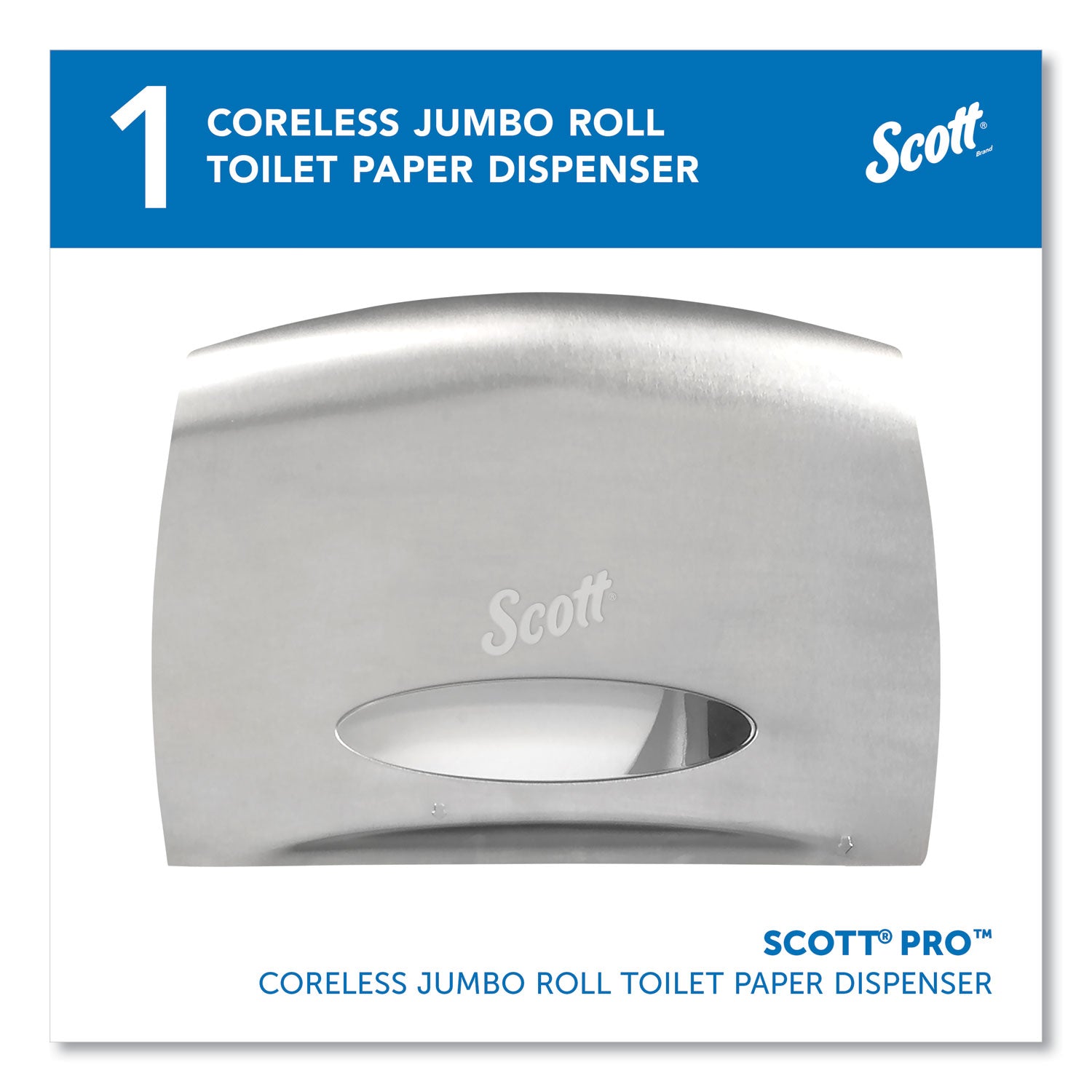 Scott Pro Coreless Jumbo Roll Tissue Dispenser, EZ Load, 14.38 x 6 x 9.75, Stainless Steel (09601)