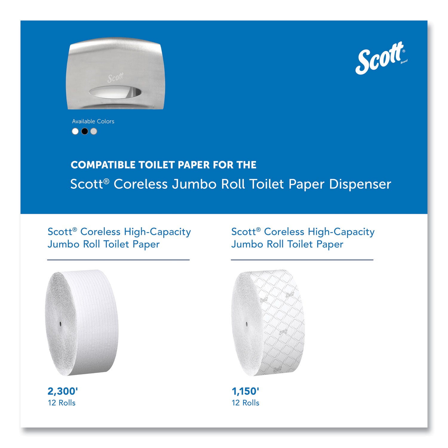 Scott Pro Coreless Jumbo Roll Tissue Dispenser, EZ Load, 14.38 x 6 x 9.75, Stainless Steel (09601)