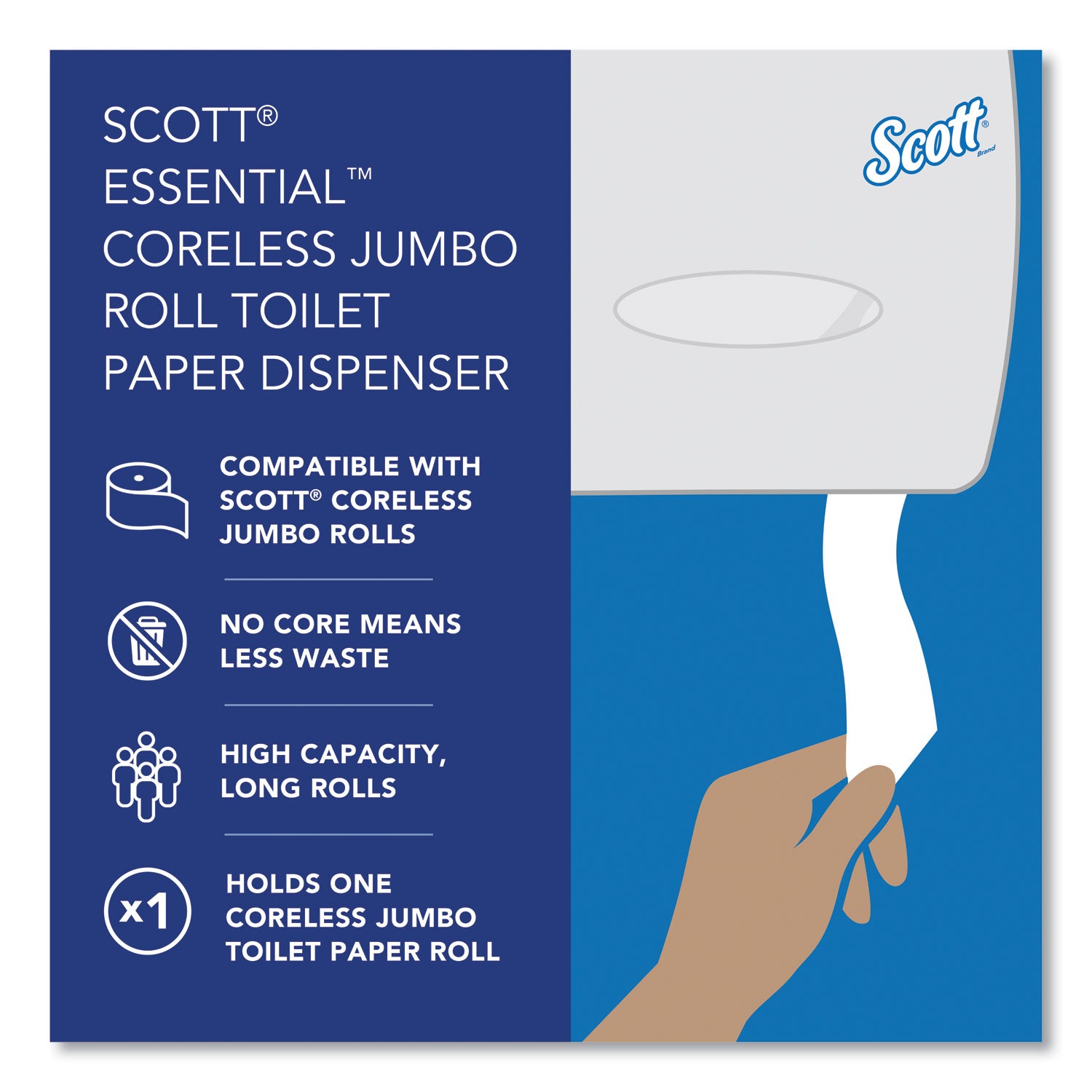 Scott Essential Coreless Jumbo Roll Tissue Dispenser for Business, 14.25 x 6 x 9.75, Black (09602)