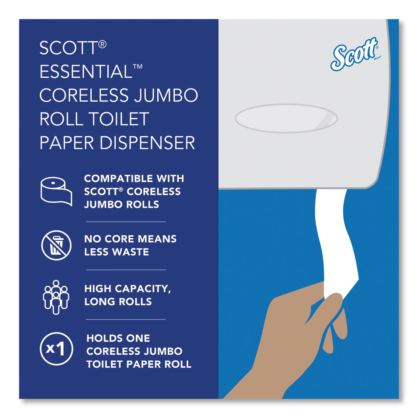 Scott Essential Coreless Jumbo Roll Tissue Dispenser, 14.25 x 6 x 9.75, White (09603)