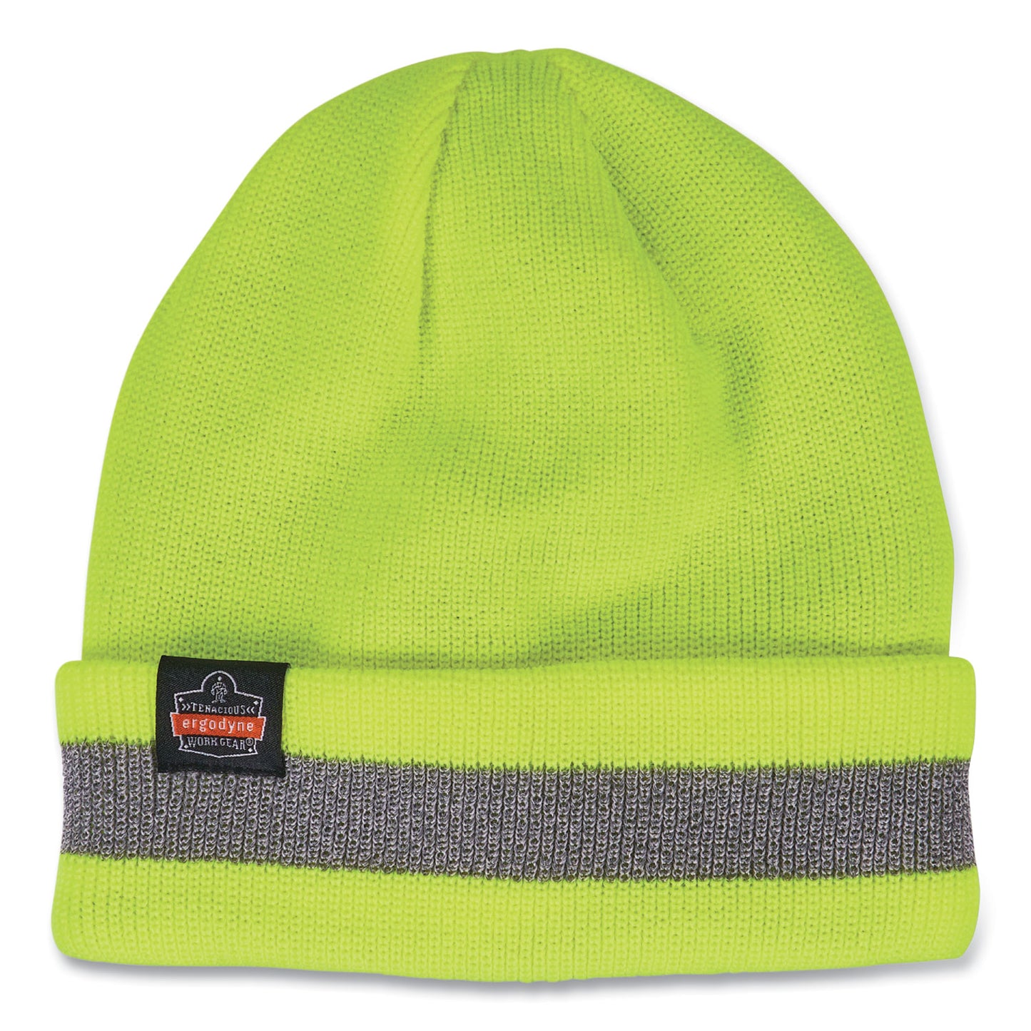 ergodyne N-Ferno 6803 Reflective Rib Knit Winter Hat, One Size Fits Most, Lime (16864)