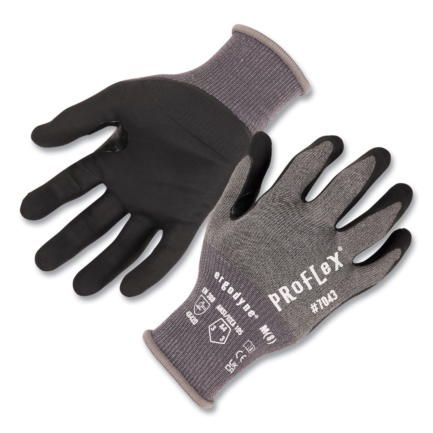 ergodyne ProFlex 7043 ANSI A4 Nitrile Coated CR Gloves, Gray, Medium, 1 Pair (10523)