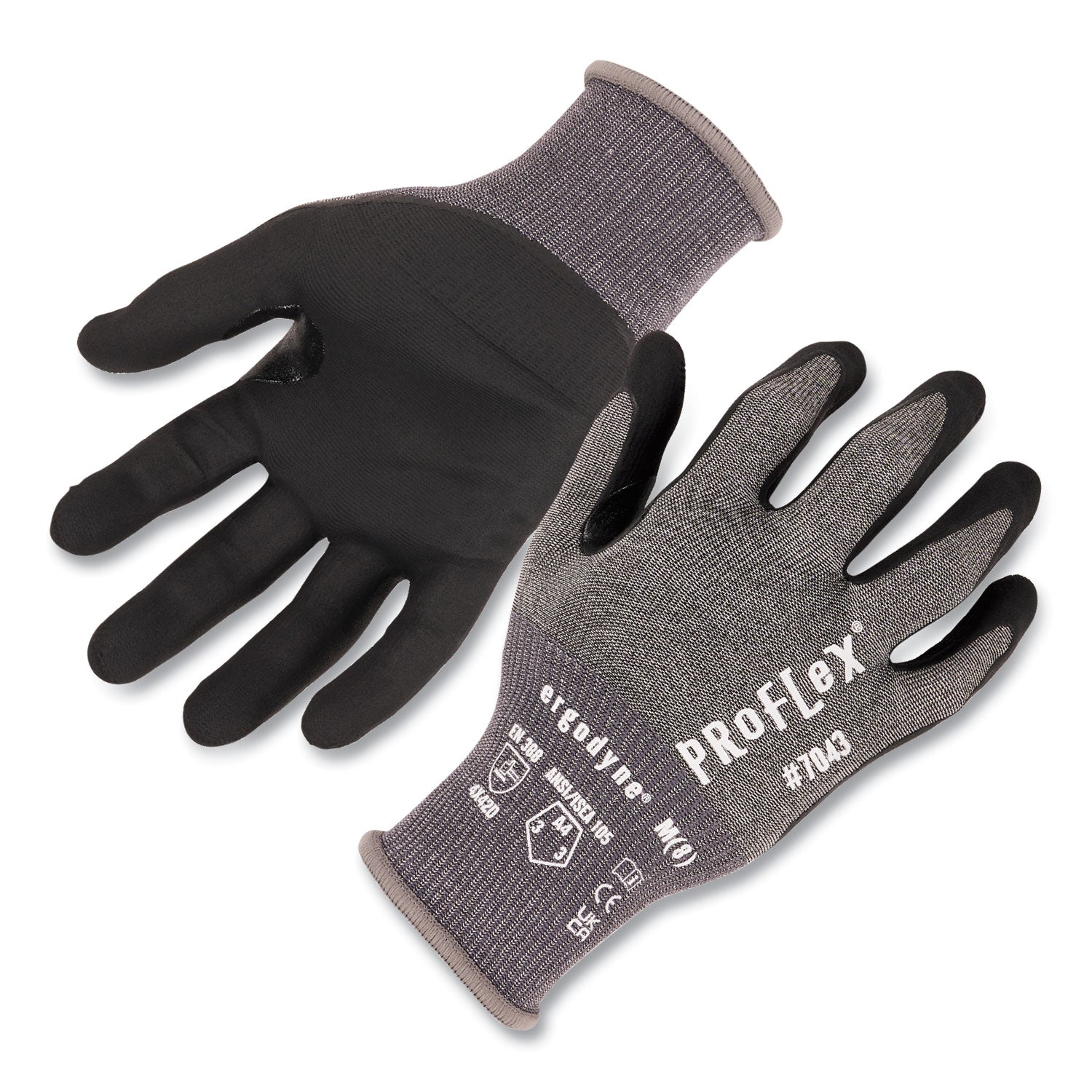 ergodyne ProFlex 7043 ANSI A4 Nitrile Coated CR Gloves, Gray, X-Large, 1 Pair (10525)