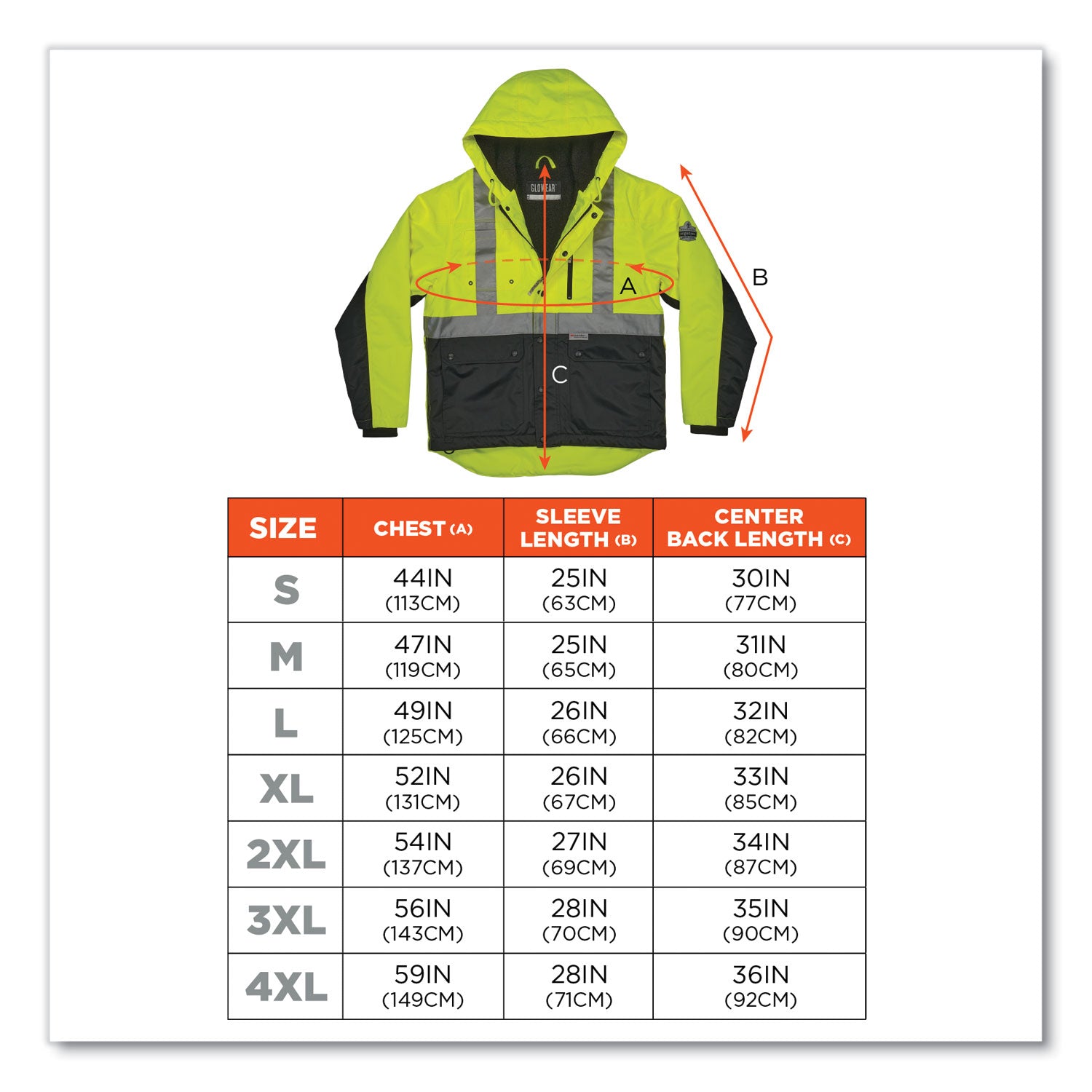 ergodyne GloWear 8275 Class 2 Heavy-Duty Hi-Vis Workwear Sherpa Lined Jacket, 3X-Large, Lime (23977)