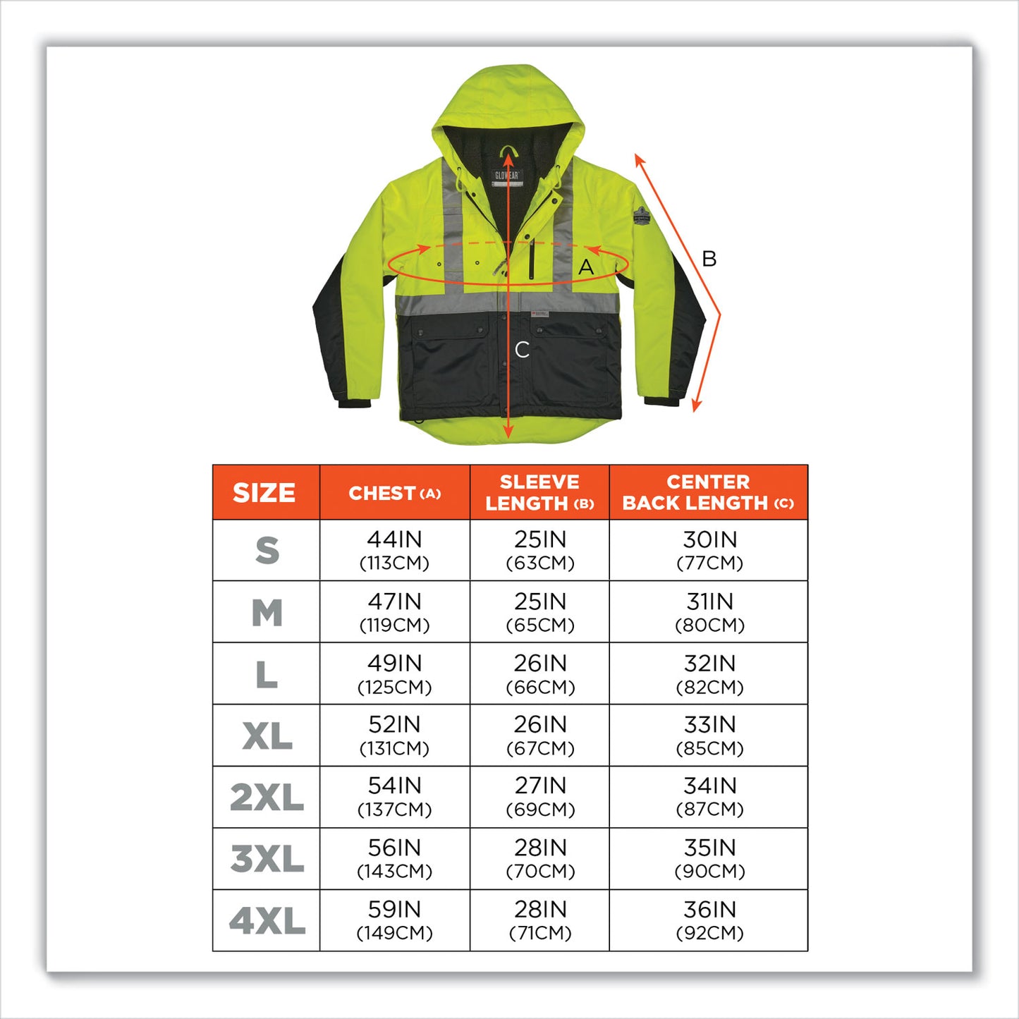 ergodyne GloWear 8275 Class 2 Heavy-Duty Hi-Vis Workwear Sherpa Lined Jacket, Large, Lime (23974)