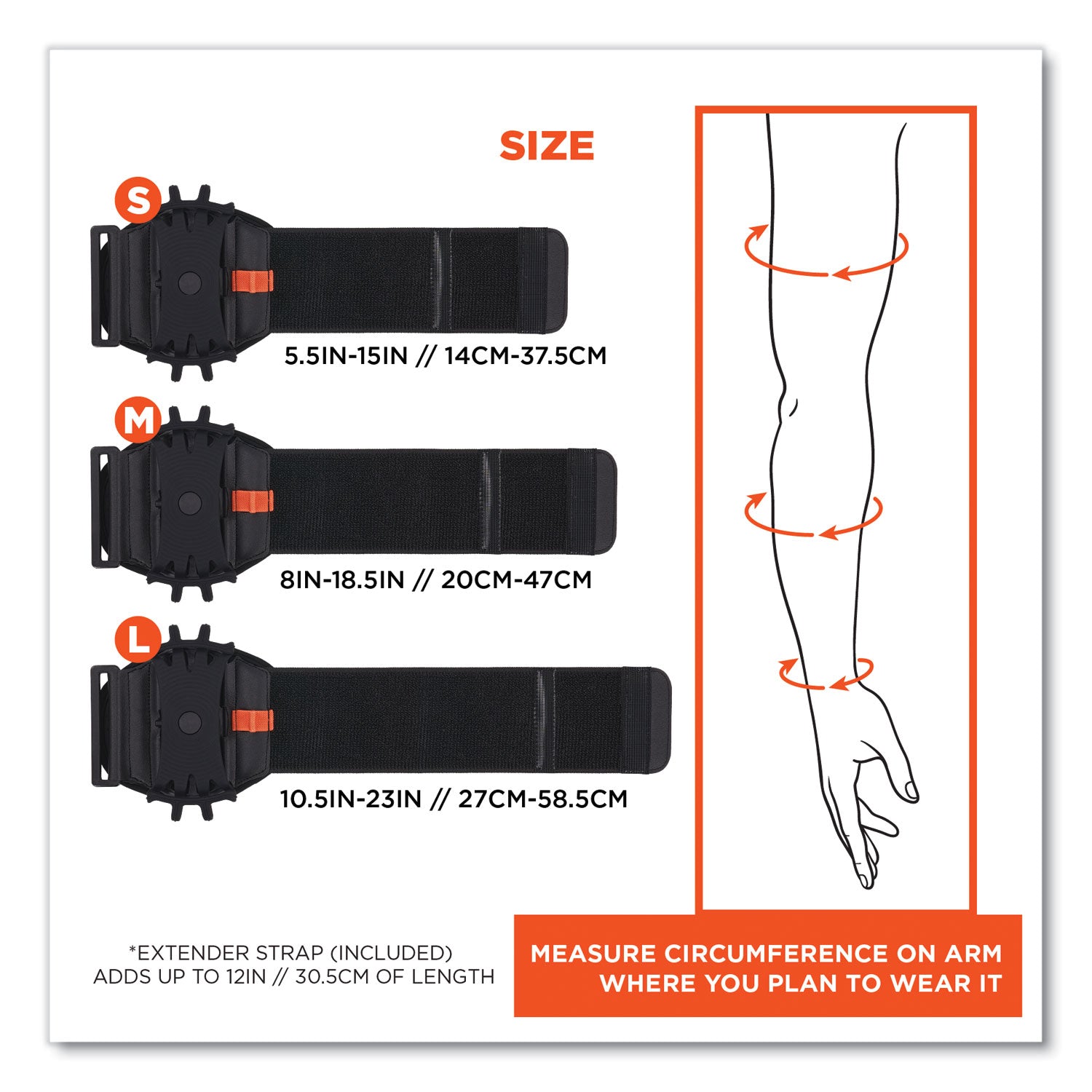 ergodyne Squids 5545 Arm and Wrist Scanner Mount, Medium, 7 x 8.5 x 1.5, Elastic, Black (19144)