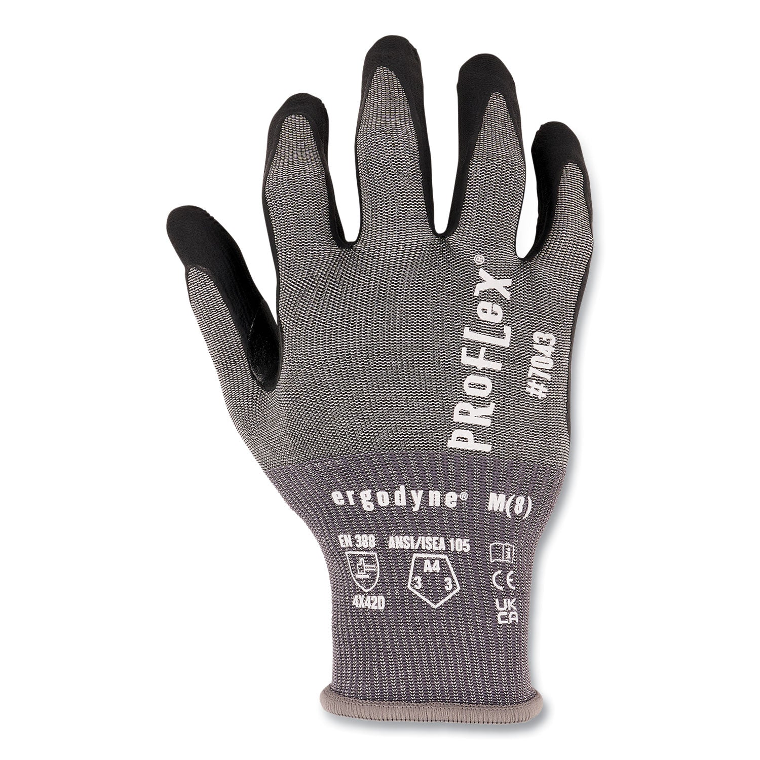 ergodyne ProFlex 7043 ANSI A4 Nitrile Coated CR Gloves, Gray, Large, 1 Pair (10524)