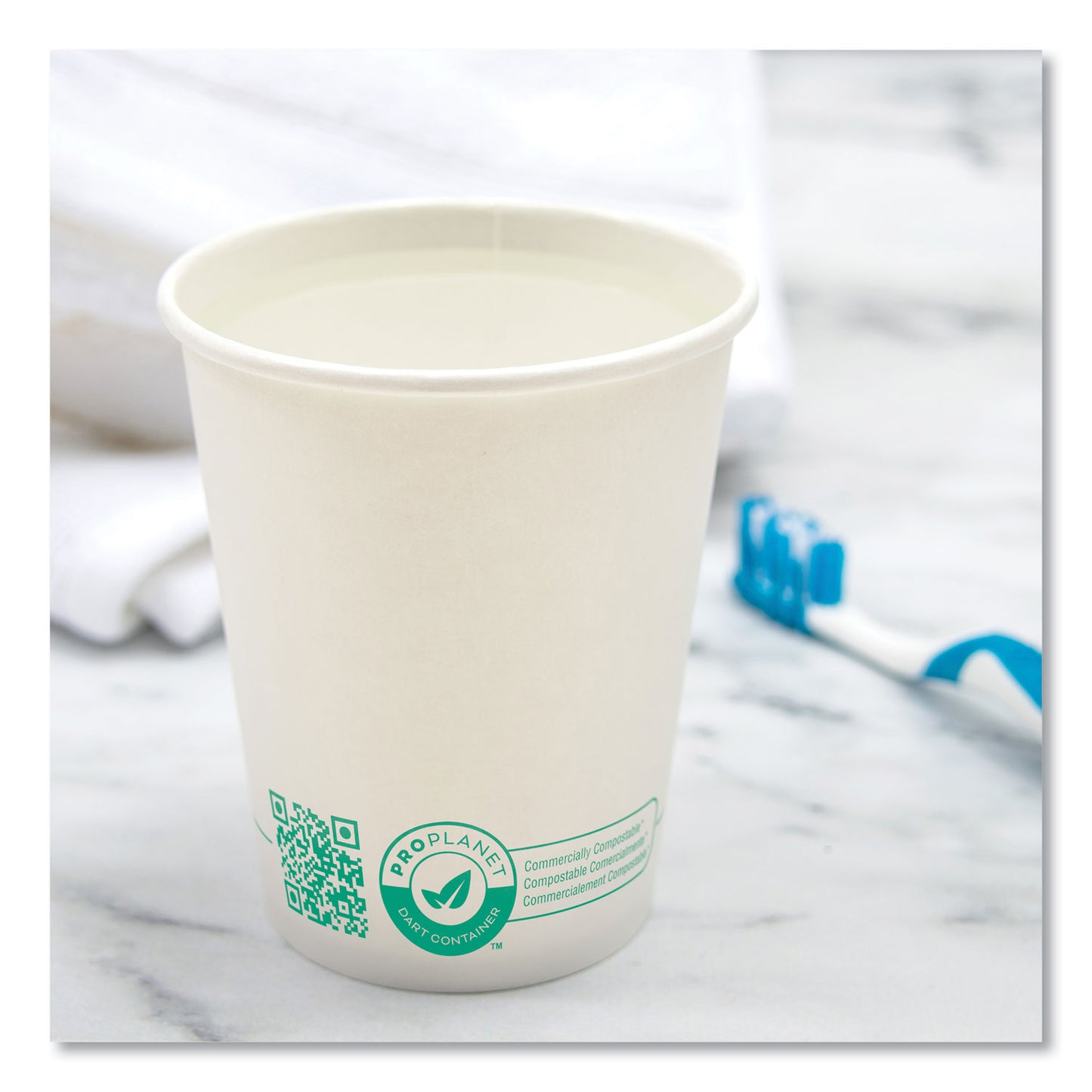 SOLO Compostable Paper Hot Cups, ProPlanet Seal, 10 oz, White/Green, 50/Pack (370PLAPLATPK)