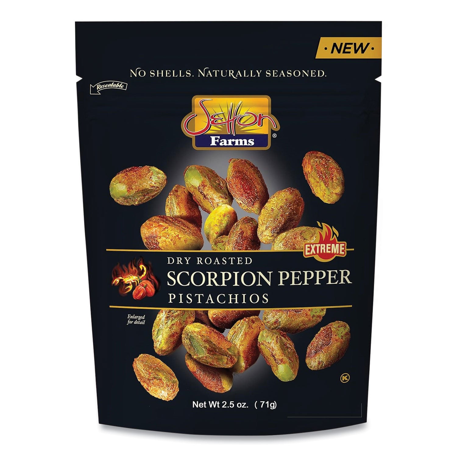 Setton Farms Scorpion Pepper Pistachios, 2.5 oz Bag, 8/Carton (5901)