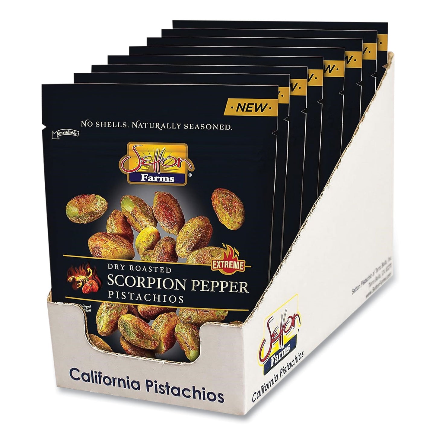 Setton Farms Scorpion Pepper Pistachios, 2.5 oz Bag, 8/Carton (5901)