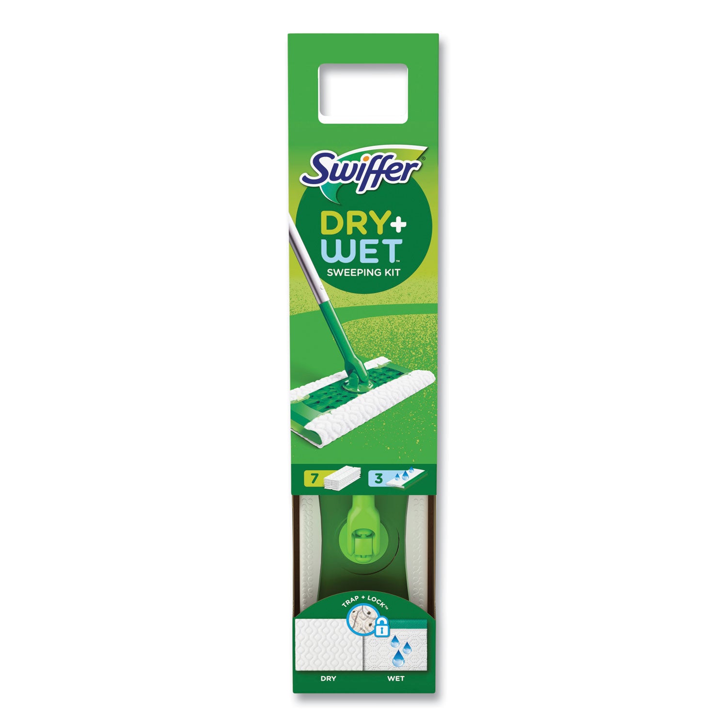 Sweeper Mop, 10 X 4.8 White, Cloth Head, 46" Green/silver Aluminum/plastic Handle, 6/carton