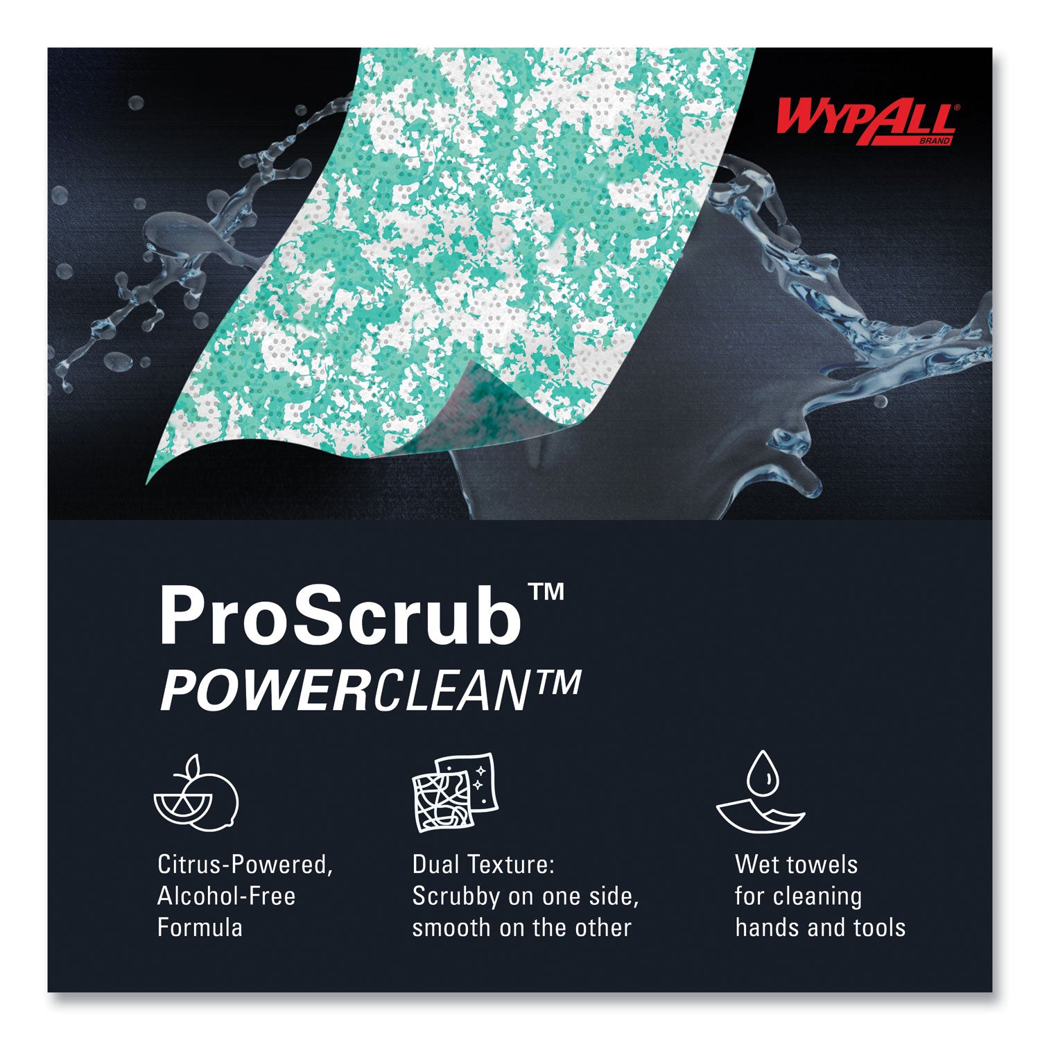 WypAll Power Clean ProScrub Pre-Saturated Wipes, 12 x 9.5, Citrus Scent, Green, 75/Pack, 6 Packs/Carton (91367CT)