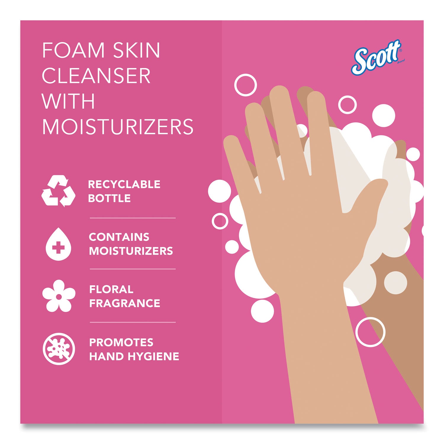 Scott Pro Foam Skin Cleanser with Moisturizers Refill, Light Floral, 1,000 mL (91552)