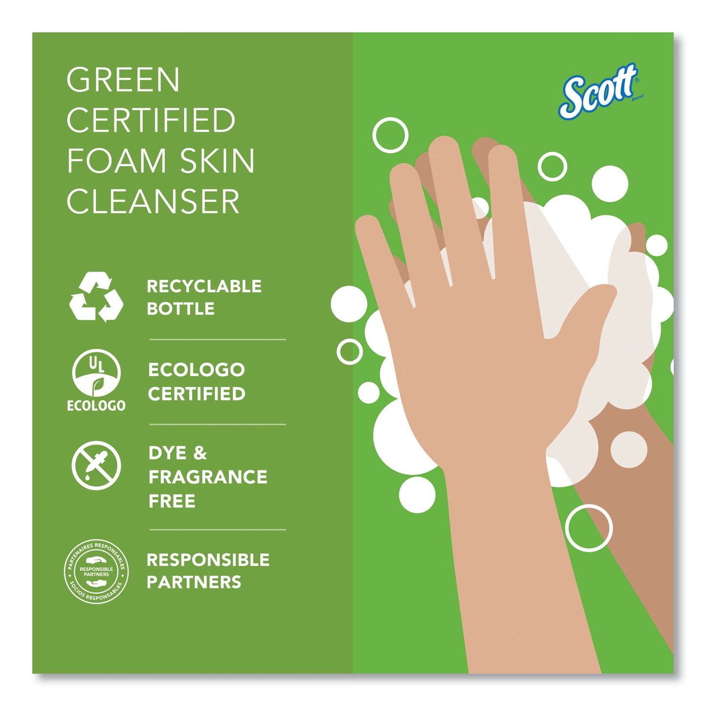 Scott Essential Green Certified Foam Skin Cleanser Refill, Unscented, 1,000 mL (91565)