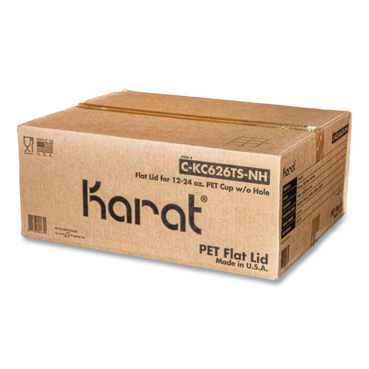 Karat PET Lids, 12 oz to 24 oz Cold Cups, No Hole Flat Lid, Clear, 1,000/Carton (CKC626TSNH)