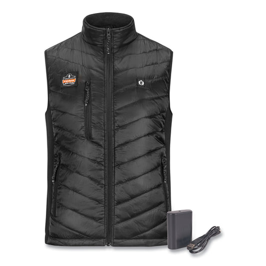 ergodyne N-Ferno 6495 Rechargeable Heated Vest with Batter Power Bank, Fleece/Polyester, Medium, Black (41702)