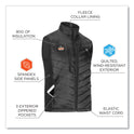 ergodyne N-Ferno 6495 Rechargeable Heated Vest with Batter Power Bank, Fleece/Polyester, Small, Black (41701)