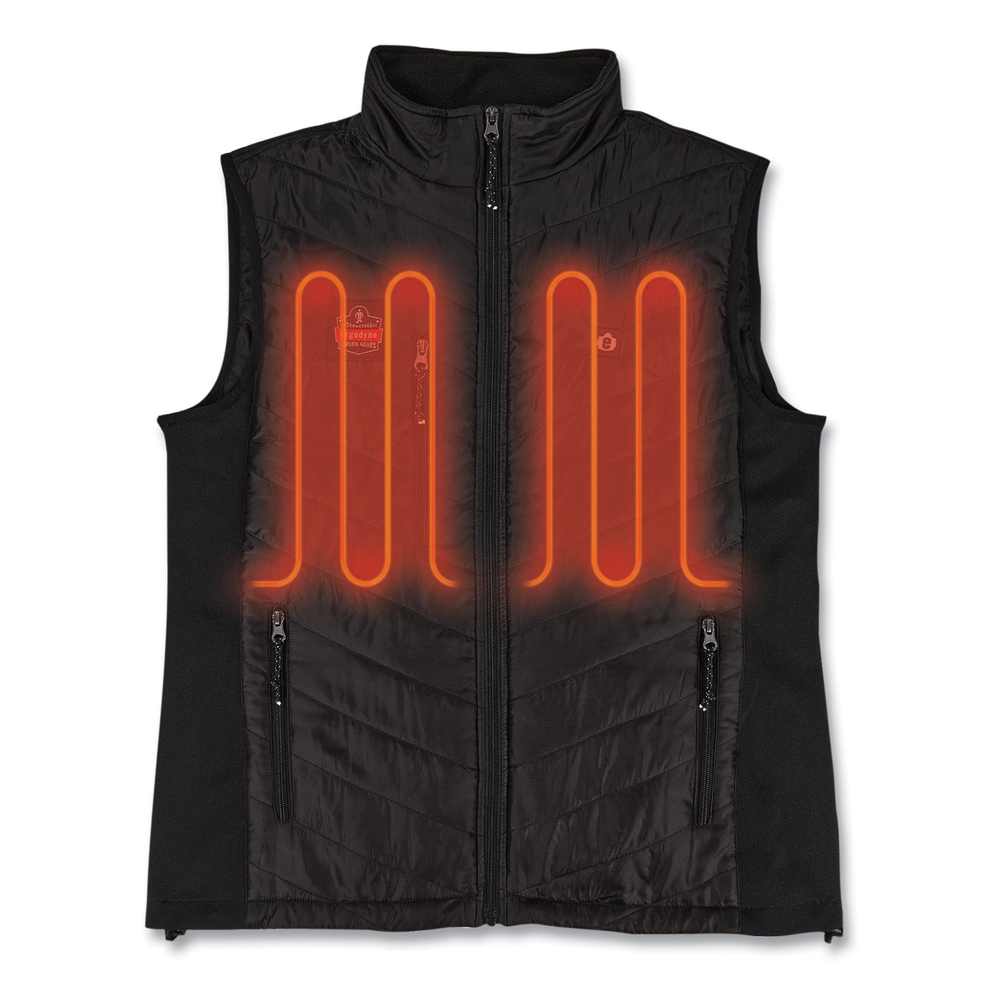 ergodyne N-Ferno 6495 Rechargeable Heated Vest with Battery Power Bank, Fleece/Polyester, Large, Black (41703)