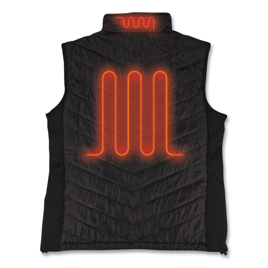 ergodyne N-Ferno 6495 Rechargeable Heated Vest with Battery Power Bank, Fleece/Polyester, 4X-Large, Black (41707)