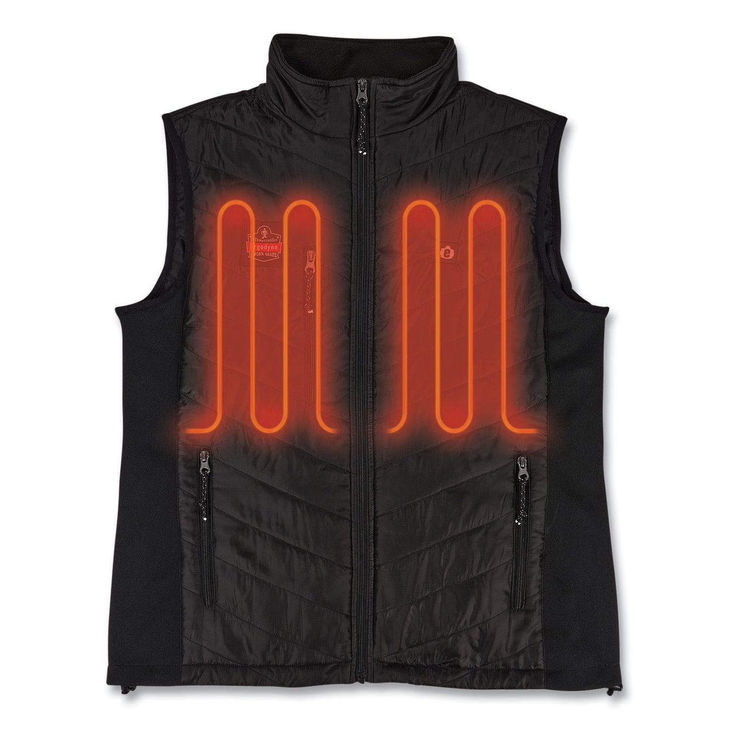 ergodyne N-Ferno 6495 Rechargeable Heated Vest with Battery Power Bank, Fleece/Polyester, 3X-Large, Black (41706)