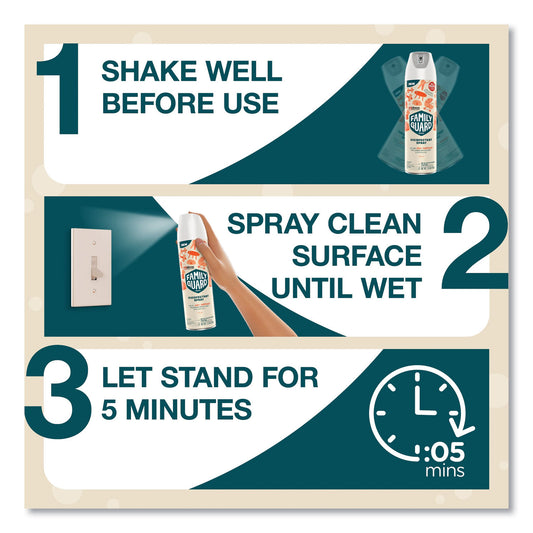 FamilyGuard Disinfectant Spray, Citrus Scent, 17.5 oz Aerosol Spray, 8/Carton (327151)