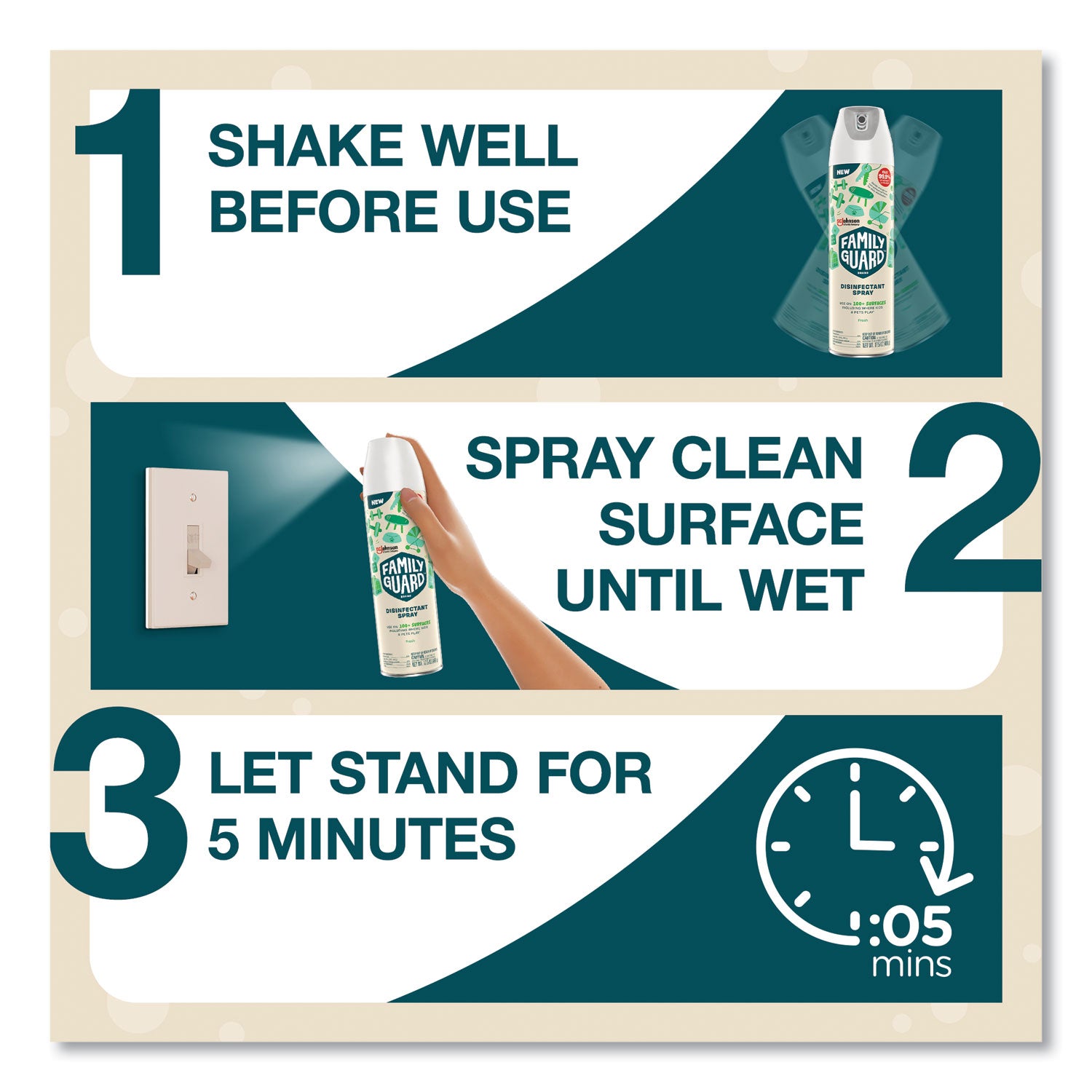 FamilyGuard Disinfectant Spray, Fresh Scent, 17.5 oz Aerosol Spray, 8/Carton (327164)