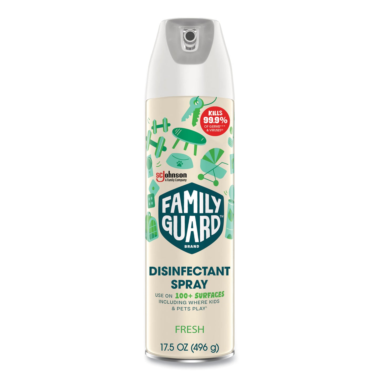 FamilyGuard Disinfectant Spray, Fresh Scent, 17.5 oz Aerosol Spray, 8/Carton (327164)