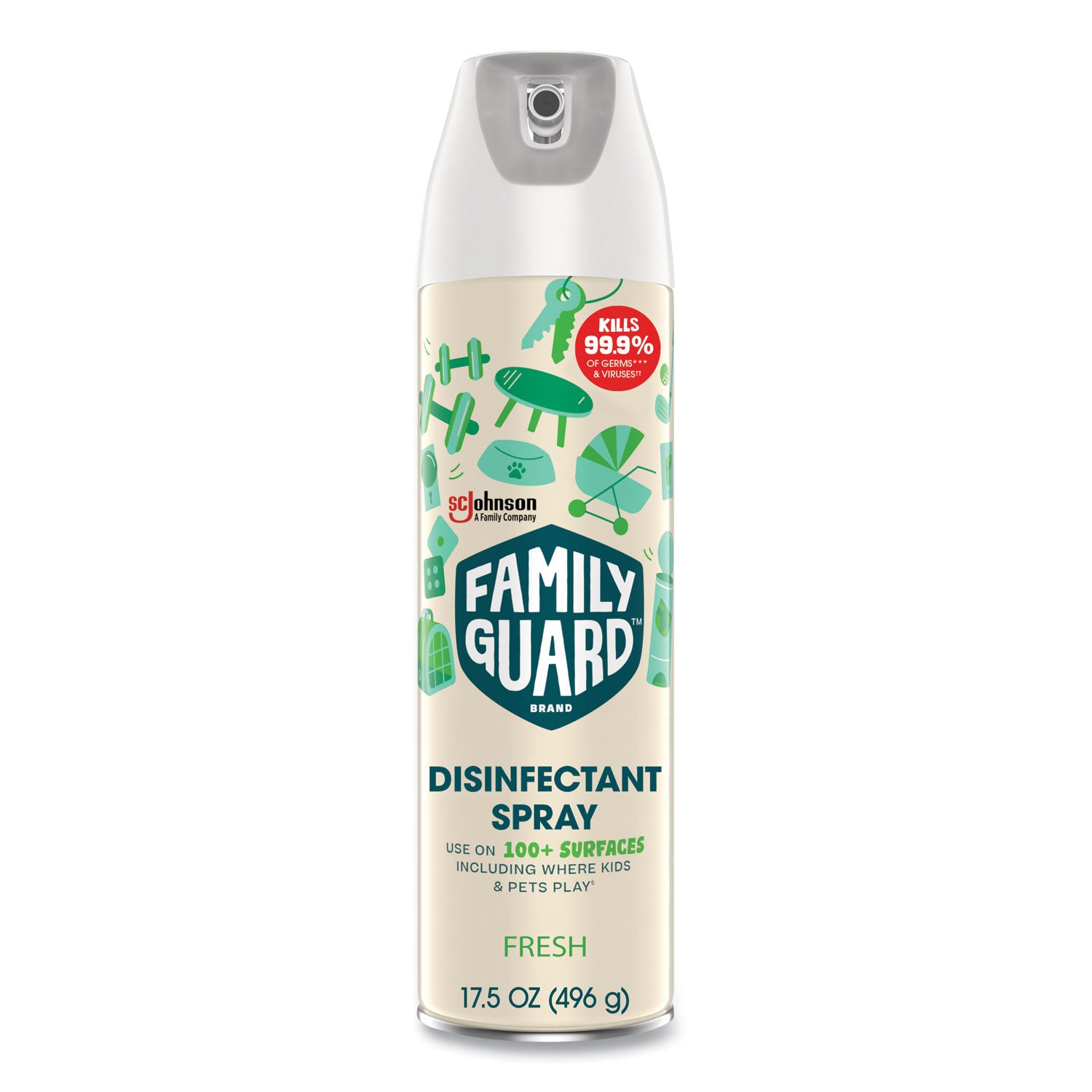 FamilyGuard Disinfectant Spray, Fresh Scent, 17.5 oz Aerosol Spray, 8/Carton (327164)