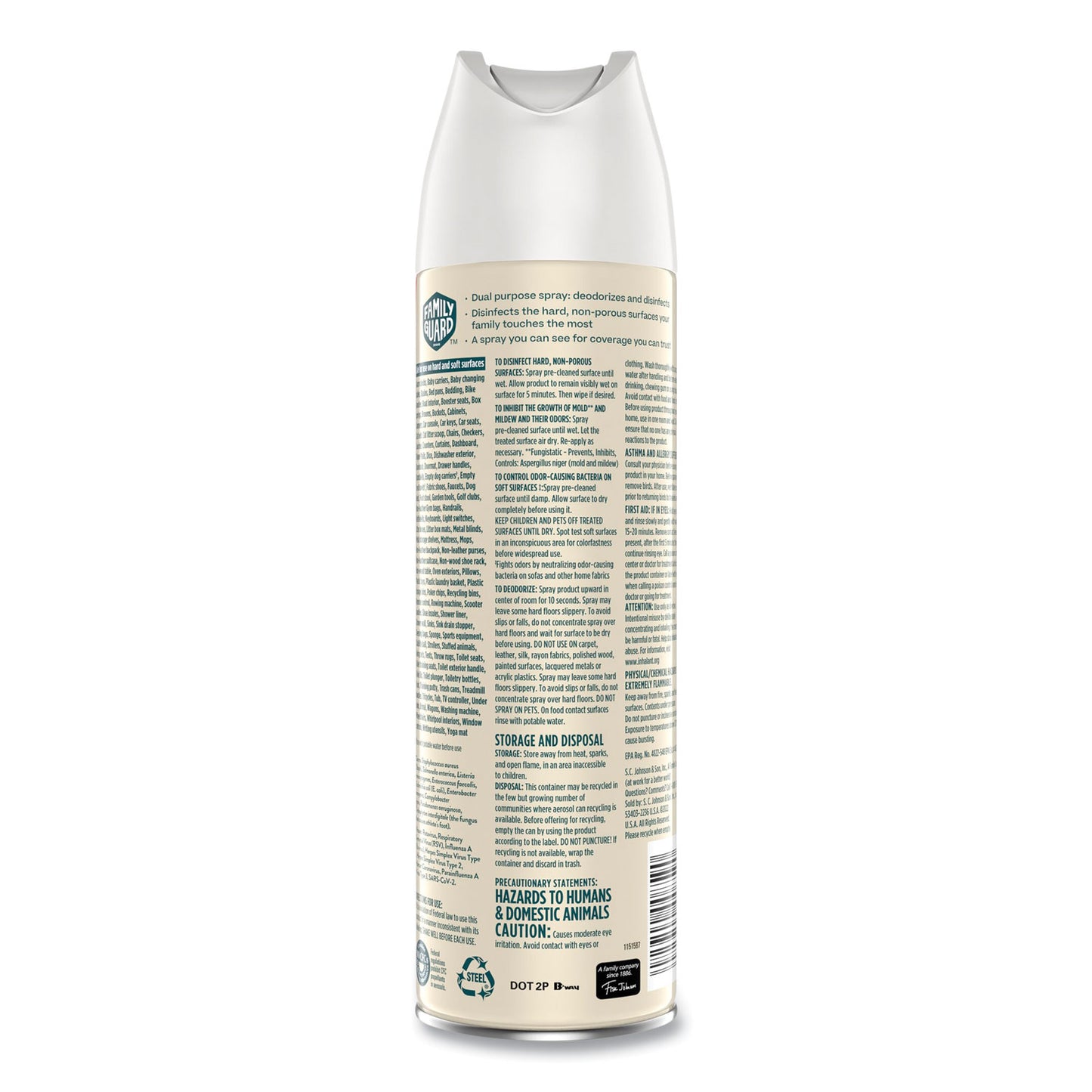 FamilyGuard Disinfectant Spray, Fresh Scent, 17.5 oz Aerosol Spray, 8/Carton (327164)