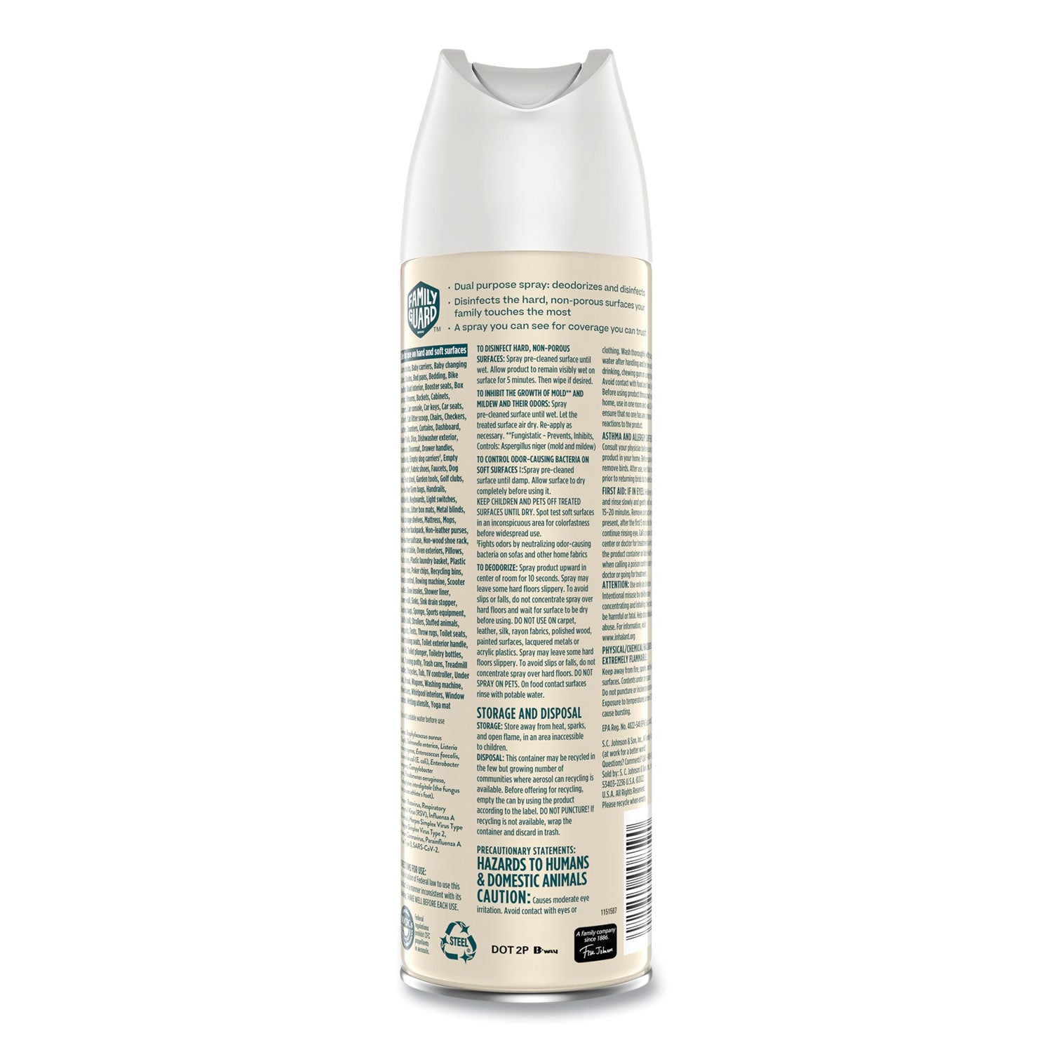 FamilyGuard Disinfectant Spray, Fresh Scent, 17.5 oz Aerosol Spray, 8/Carton (327164)