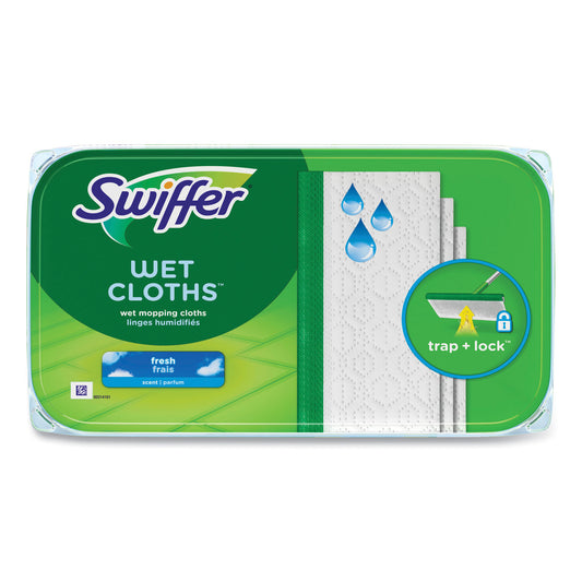 Swiffer Wet Refill Cloths, 8 x 10, Fresh Scent, White, 12/Box, 6 Boxes/Carton (08622)