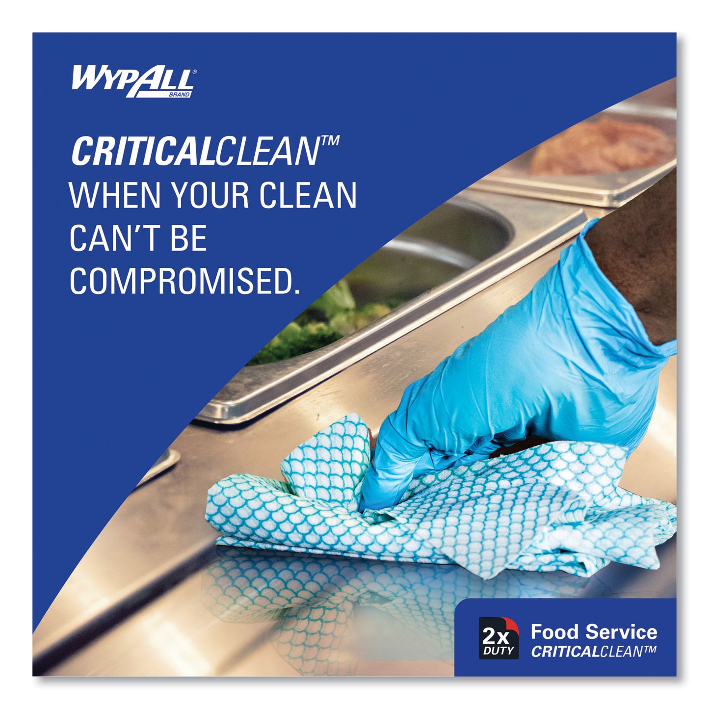 WypAll Heavy-Duty Foodservice Cloths, 12.5 x 23.5, Blue, 100/Carton (51633)