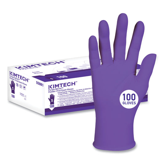 Kimtech PURPLE NITRILE Exam Gloves, 242 mm Length, Small, Purple, 100/Box (55081)