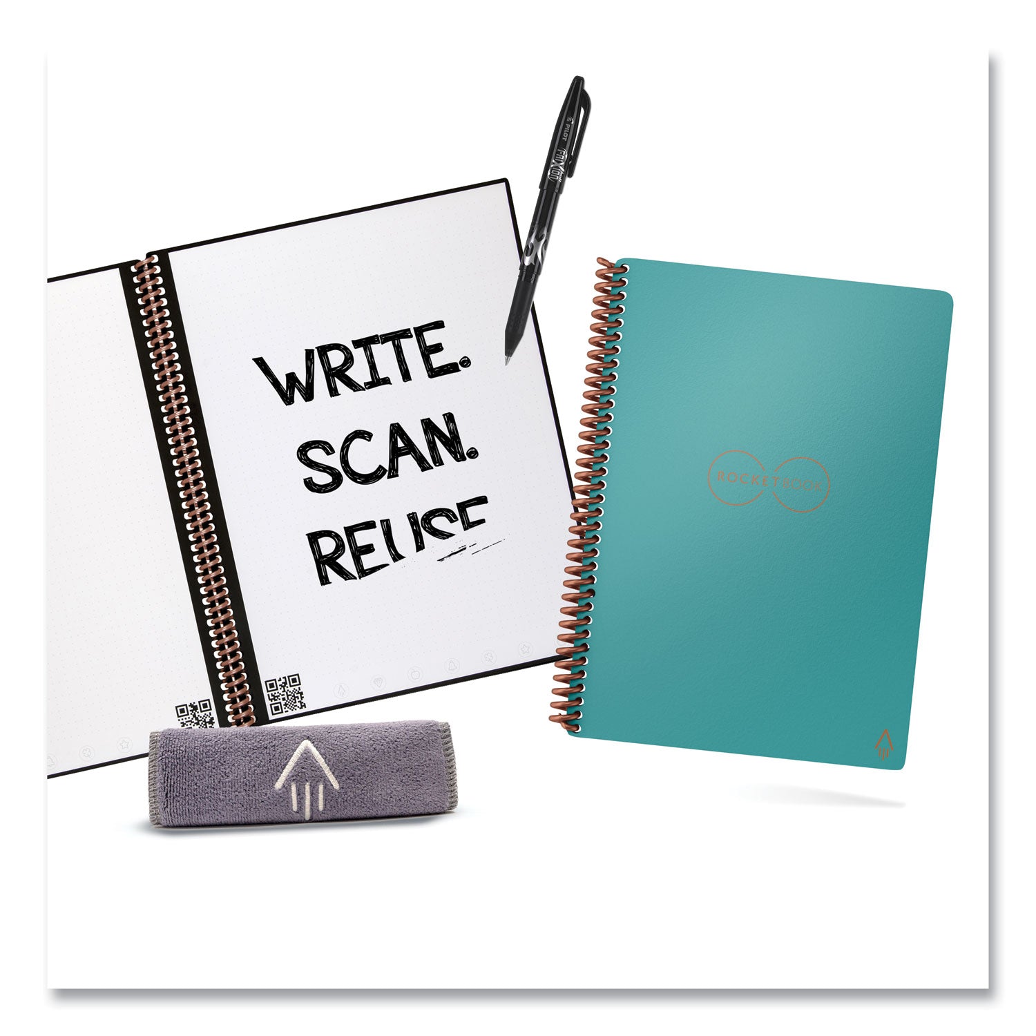 Rocketbook Core Smart Notebook, Lined Rule, Teal Cover, (18) 8.8 x 6 Sheets (EVR2EKCCE)