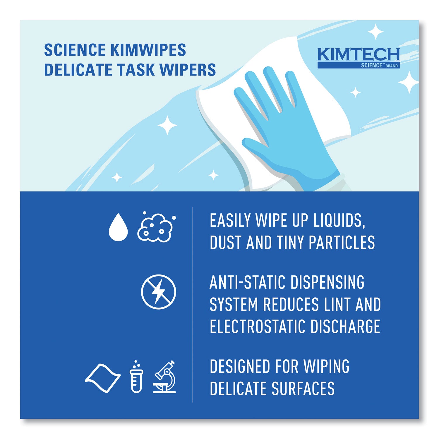 Kimtech Kimwipes Delicate Task Wipers, 1-Ply, 4.4 x 8.4, Unscented, White, 280/Box, 30 Boxes/Carton (34120)