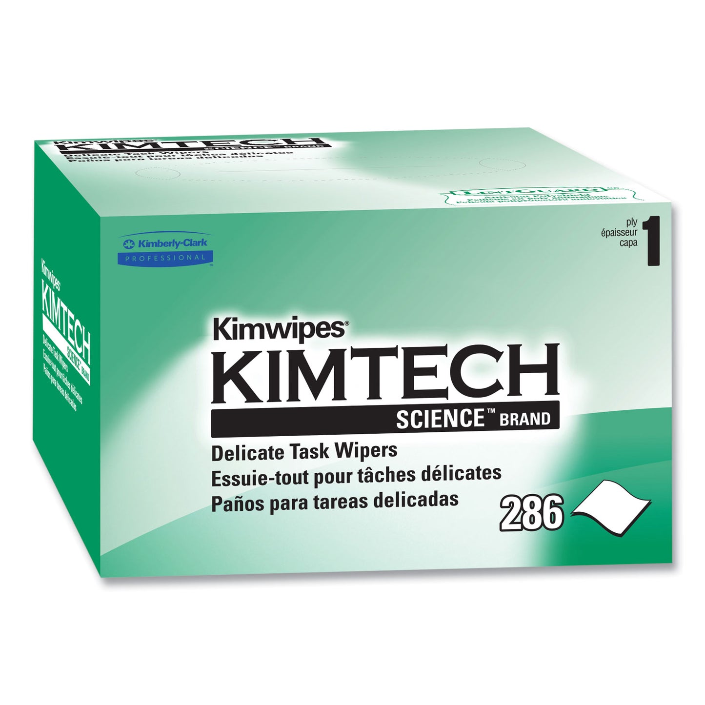 Kimtech Kimwipes, Delicate Task Wipers, 1-Ply, 4.4 x 8.4, Unscented, White, 286/Box (34155)