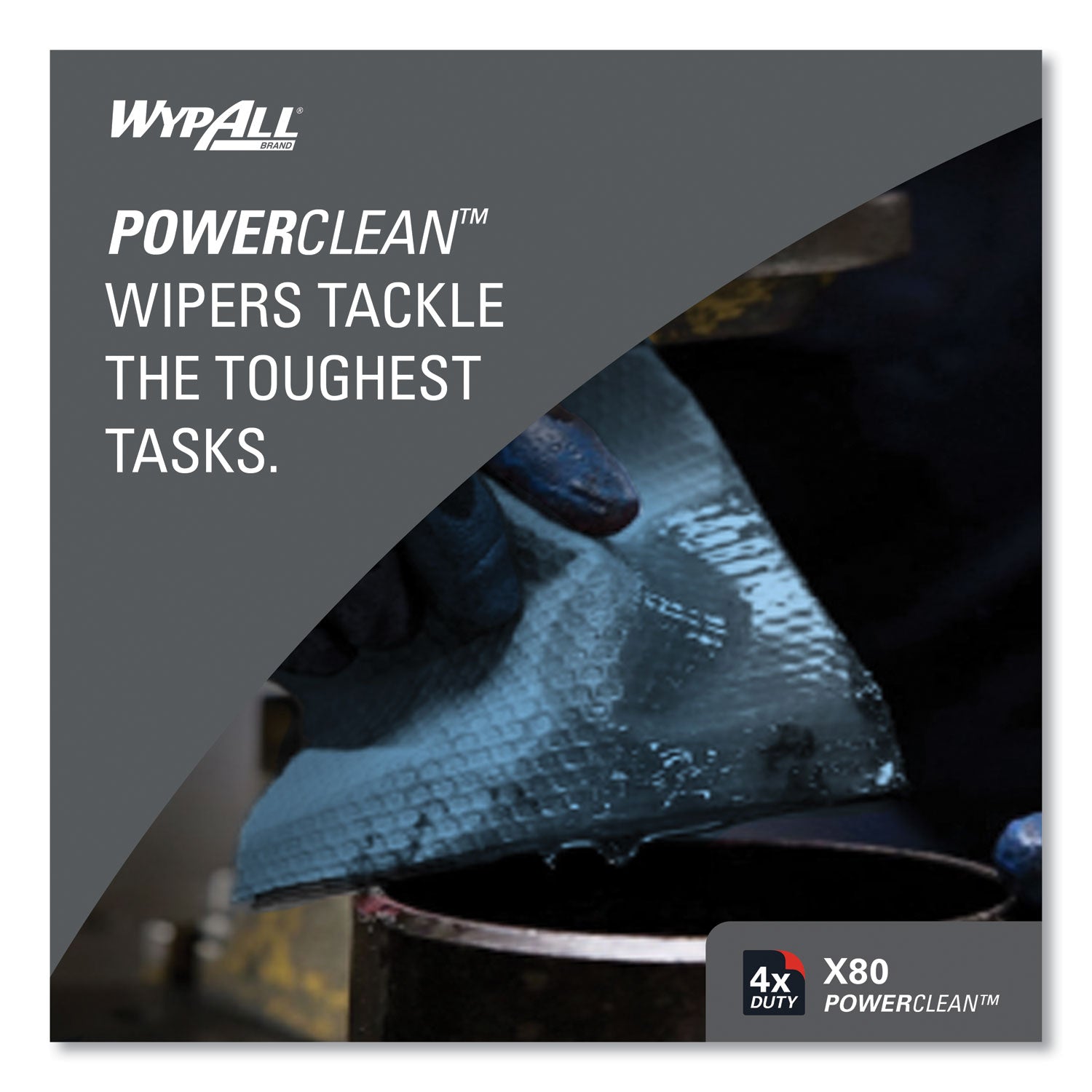 WypAll Power Clean X80 Heavy Duty Cloths, 11.1 x 16.8, Blue, 160 Wipers/Carton (41041)